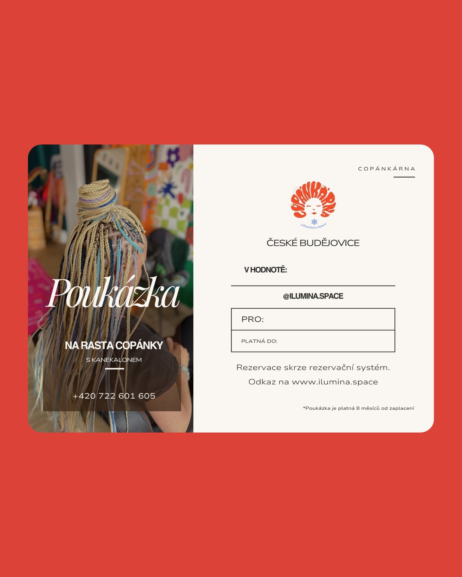 Poukázka na rasta copánky v hodnotě 1500 Kč