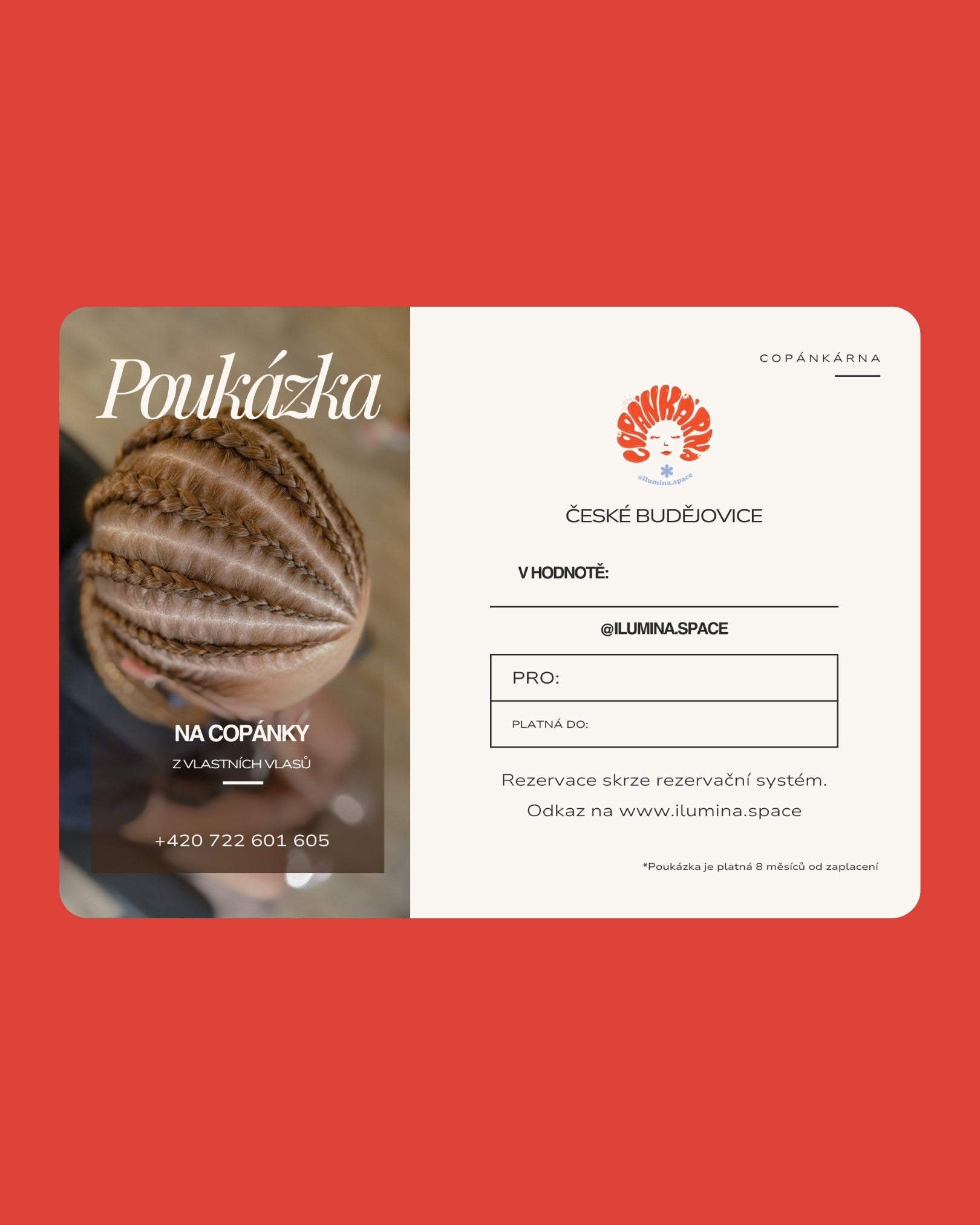 Poukázka na 2 copánky z vlastních vlasů